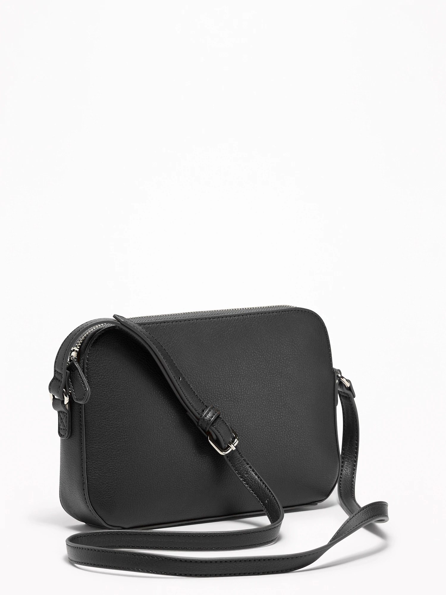 Faux-Leather Cross-Body Bag for Women - Black