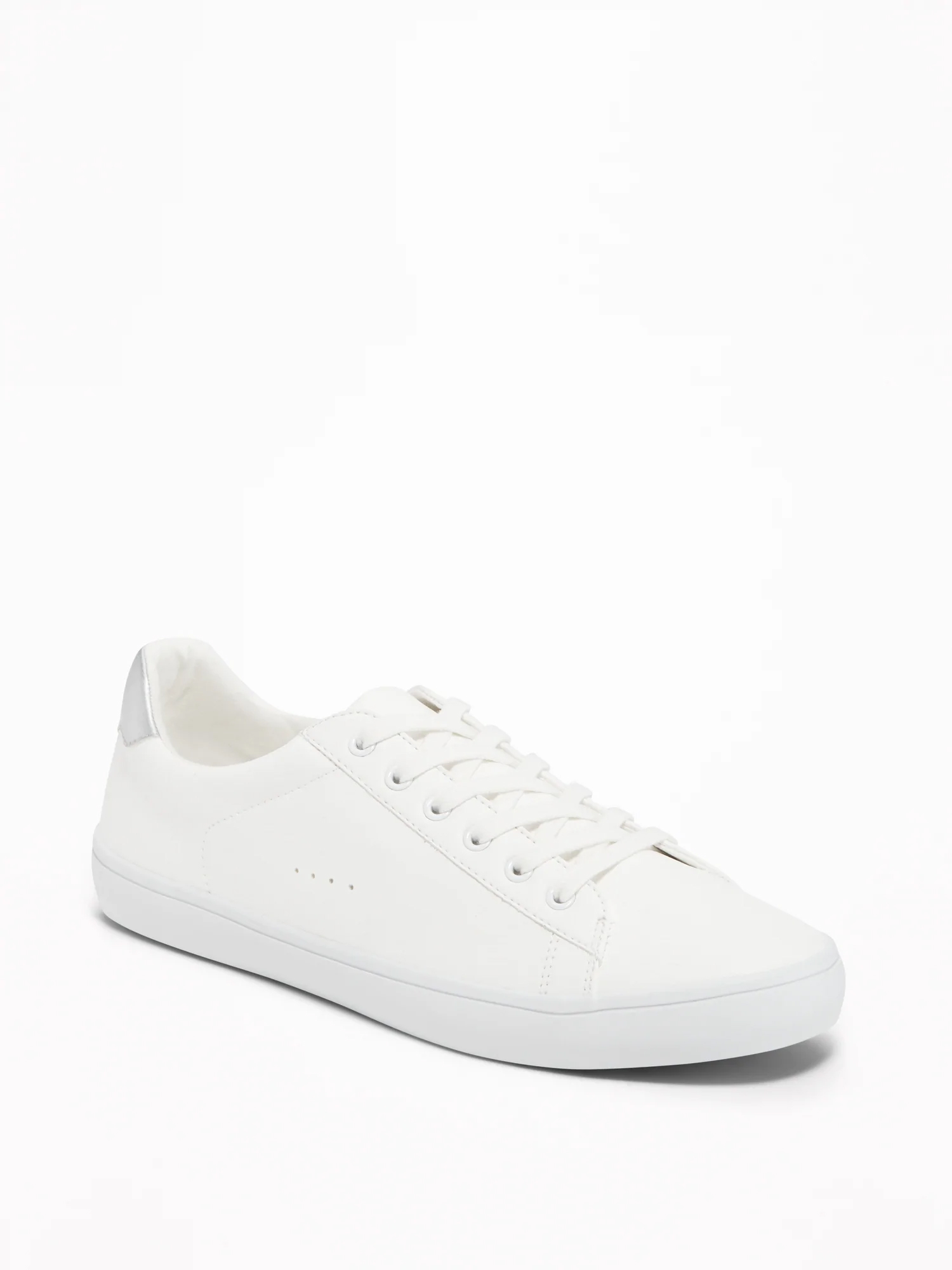 Faux-Leather Classic Sneakers for Women - Brigth White
