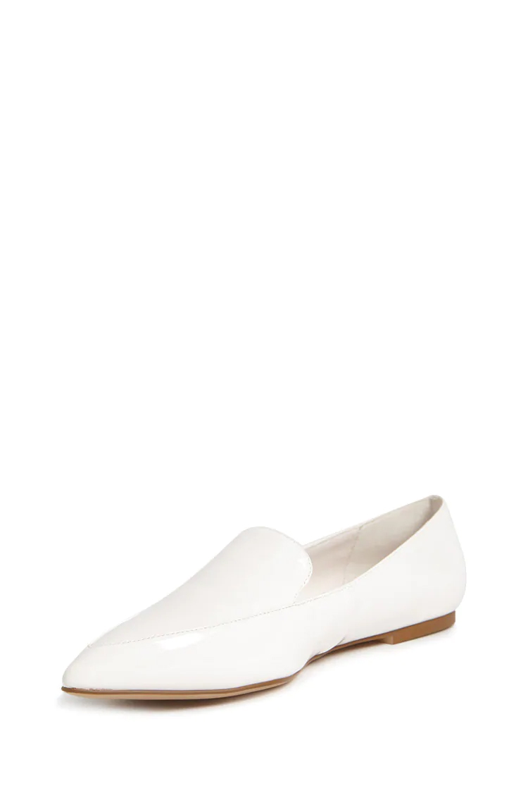 Faux Patent Leather Loafers - White
