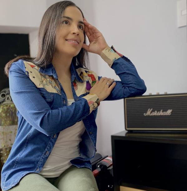 Camisa de jean Frida beige